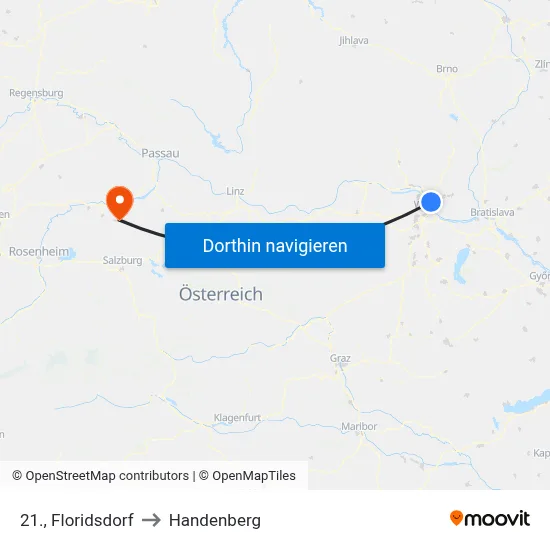 21., Floridsdorf to Handenberg map