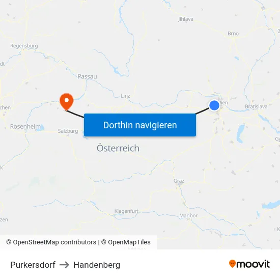 Purkersdorf to Handenberg map