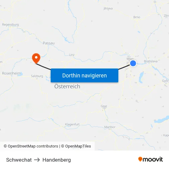 Schwechat to Handenberg map