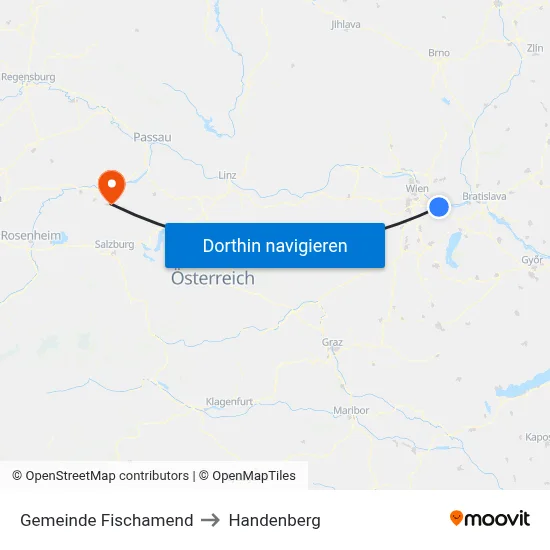 Gemeinde Fischamend to Handenberg map