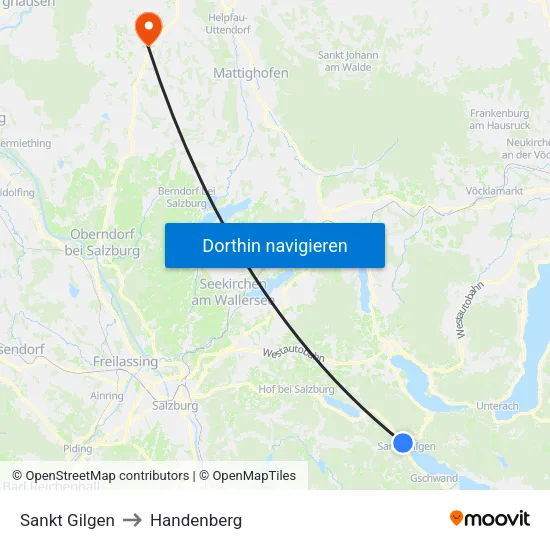 Sankt Gilgen to Handenberg map