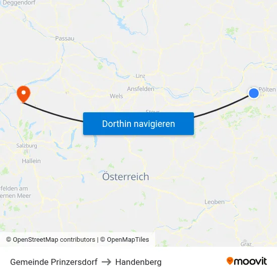 Gemeinde Prinzersdorf to Handenberg map