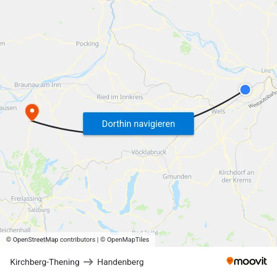 Kirchberg-Thening to Handenberg map