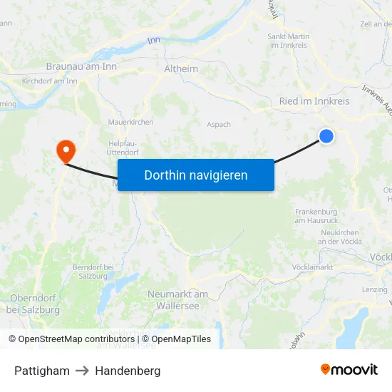 Pattigham to Handenberg map