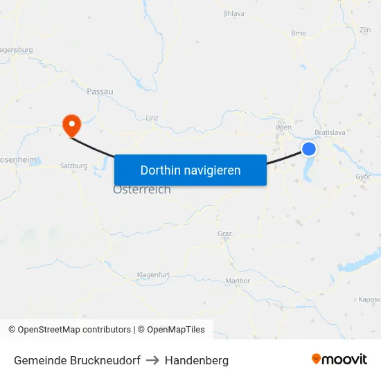 Gemeinde Bruckneudorf to Handenberg map