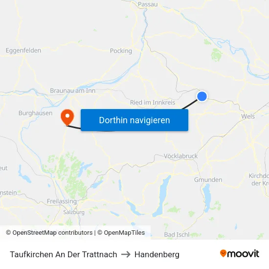 Taufkirchen An Der Trattnach to Handenberg map