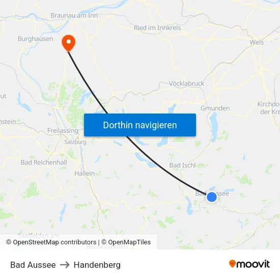 Bad Aussee to Handenberg map