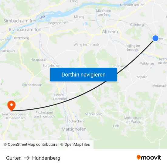 Gurten to Handenberg map