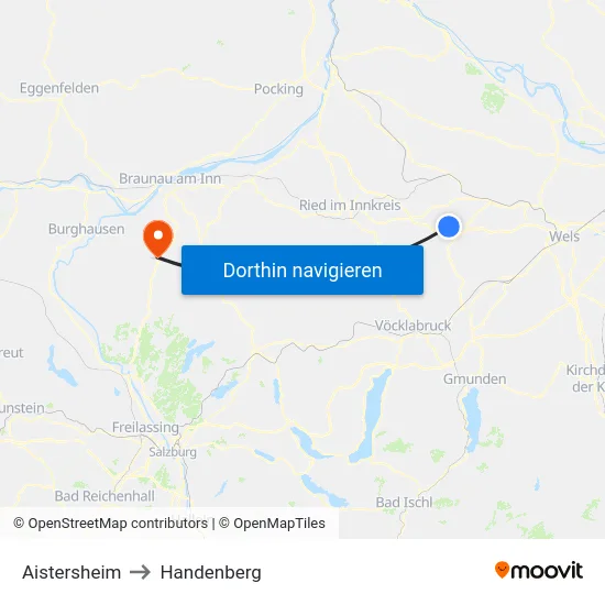 Aistersheim to Handenberg map