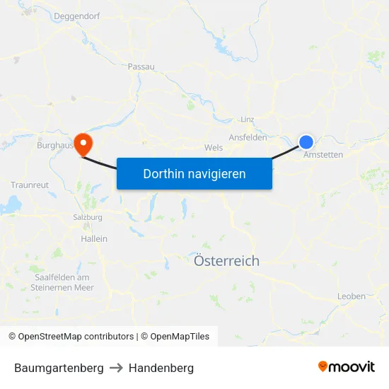 Baumgartenberg to Handenberg map