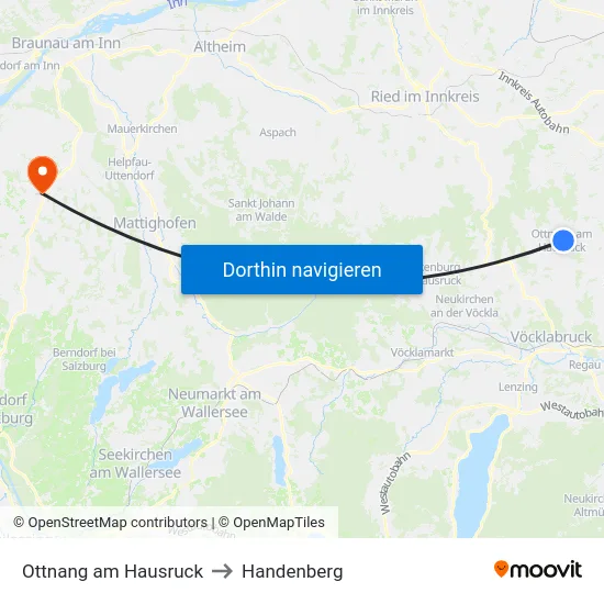 Ottnang am Hausruck to Handenberg map