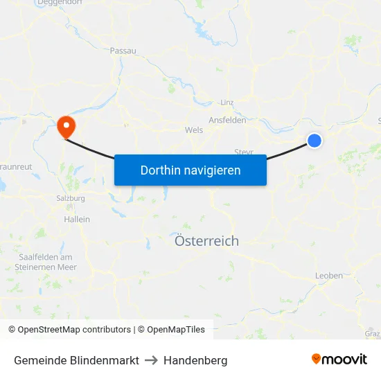 Gemeinde Blindenmarkt to Handenberg map