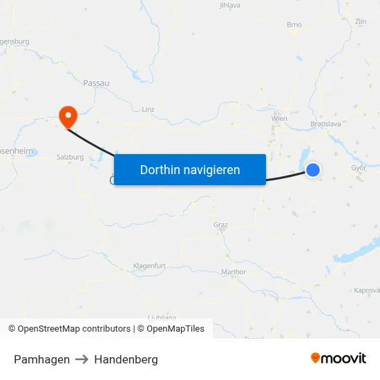 Pamhagen to Handenberg map
