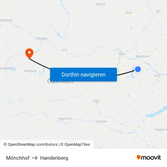 Mönchhof to Handenberg map