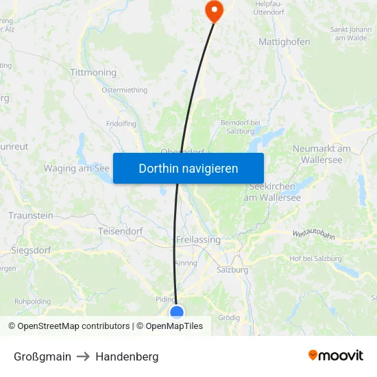 Großgmain to Handenberg map