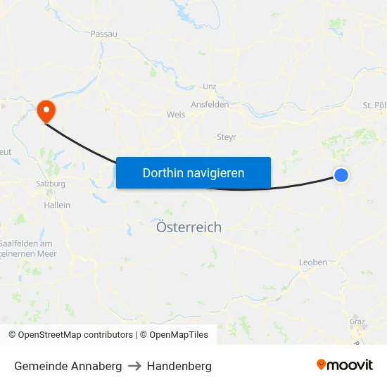 Gemeinde Annaberg to Handenberg map