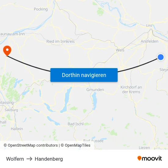 Wolfern to Handenberg map
