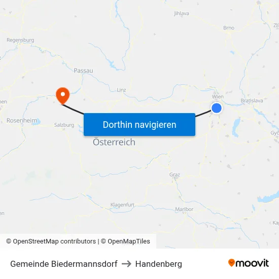 Gemeinde Biedermannsdorf to Handenberg map