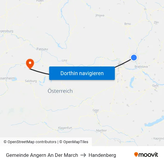Gemeinde Angern An Der March to Handenberg map