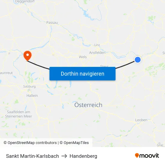 Sankt Martin-Karlsbach to Handenberg map