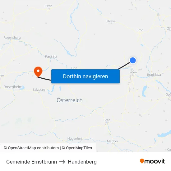 Gemeinde Ernstbrunn to Handenberg map