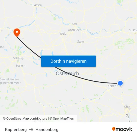 Kapfenberg to Handenberg map
