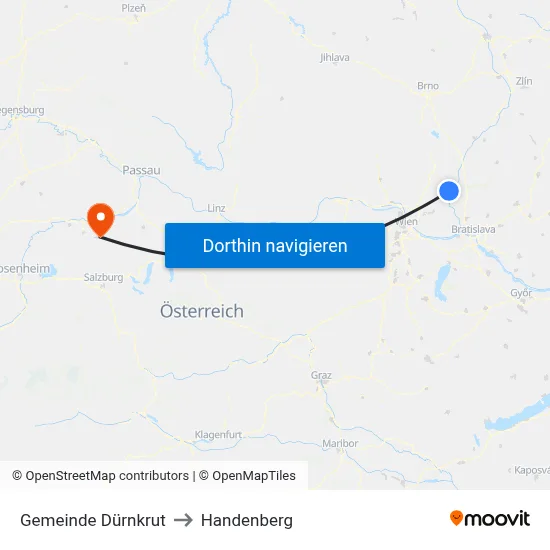 Gemeinde Dürnkrut to Handenberg map
