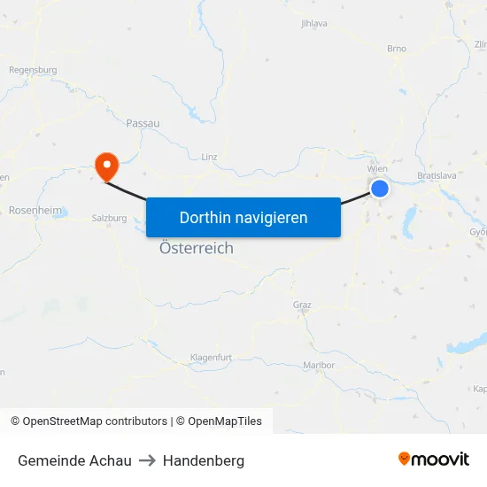 Gemeinde Achau to Handenberg map