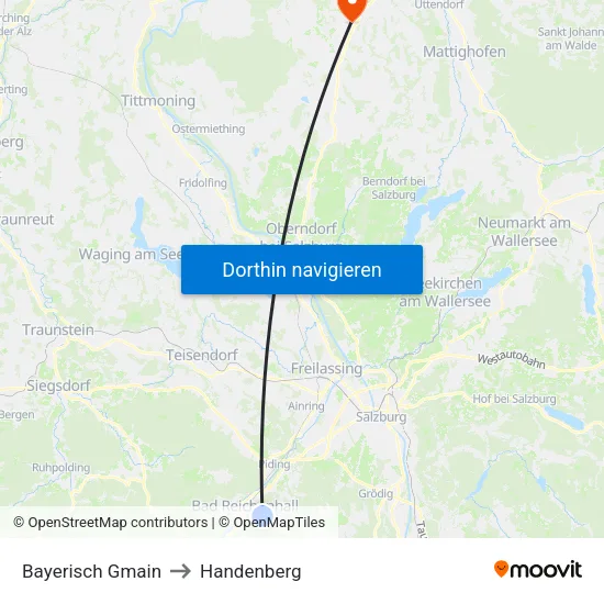 Bayerisch Gmain to Handenberg map