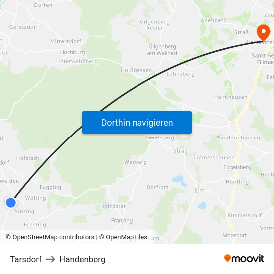 Tarsdorf to Handenberg map