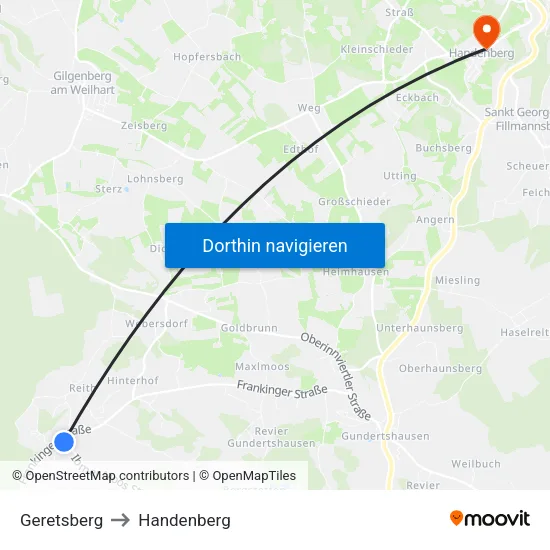 Geretsberg to Handenberg map