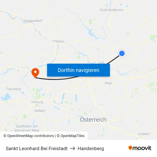 Sankt Leonhard Bei Freistadt to Handenberg map