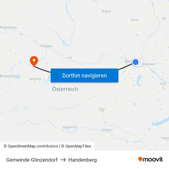 Gemeinde Glinzendorf to Handenberg map