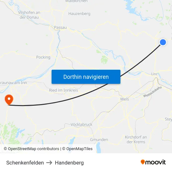 Schenkenfelden to Handenberg map