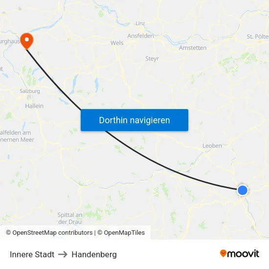 Innere Stadt to Handenberg map