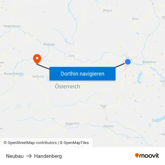 Neubau to Handenberg map