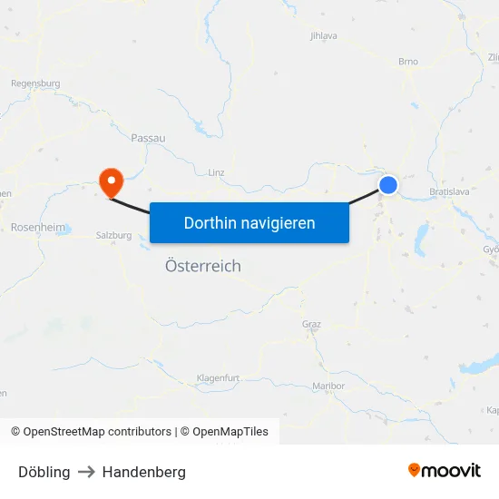 Döbling to Handenberg map