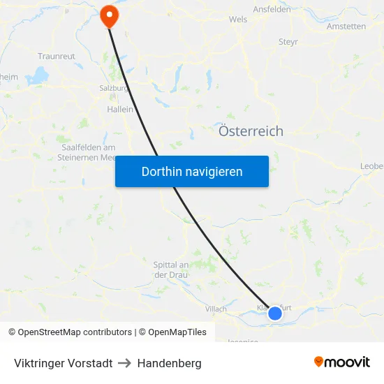 Viktringer Vorstadt to Handenberg map