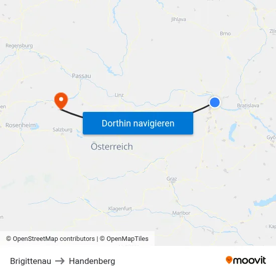 Brigittenau to Handenberg map
