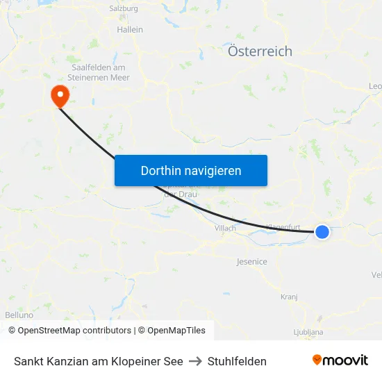 Sankt Kanzian am Klopeiner See to Stuhlfelden map