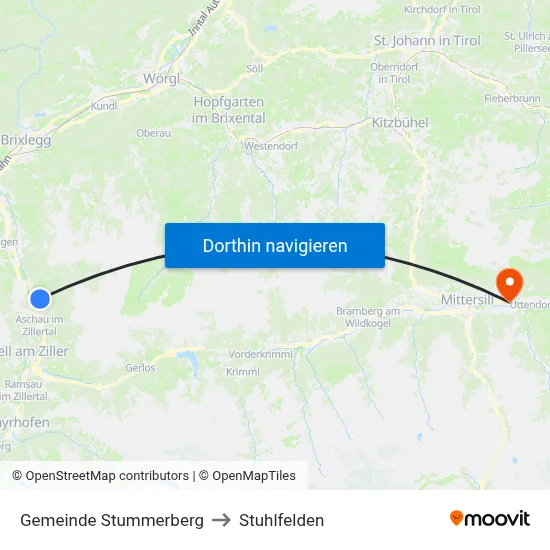 Gemeinde Stummerberg to Stuhlfelden map