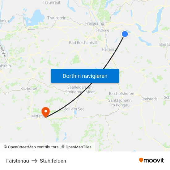 Faistenau to Stuhlfelden map