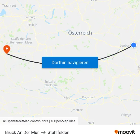 Bruck An Der Mur to Stuhlfelden map