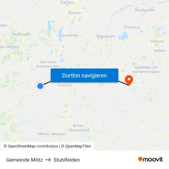 Gemeinde Mötz to Stuhlfelden map