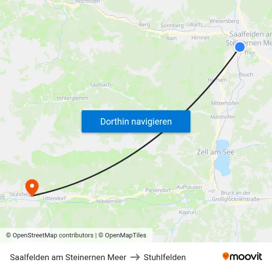 Saalfelden am Steinernen Meer to Stuhlfelden map