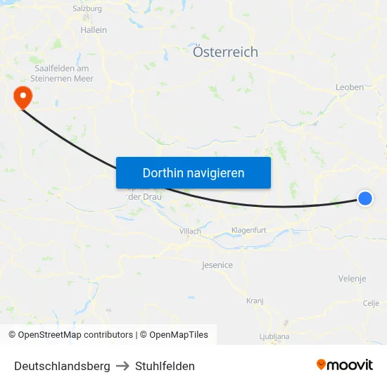 Deutschlandsberg to Stuhlfelden map