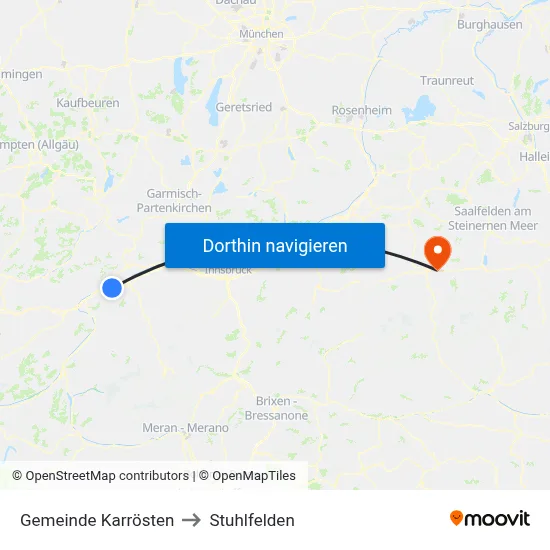 Gemeinde Karrösten to Stuhlfelden map