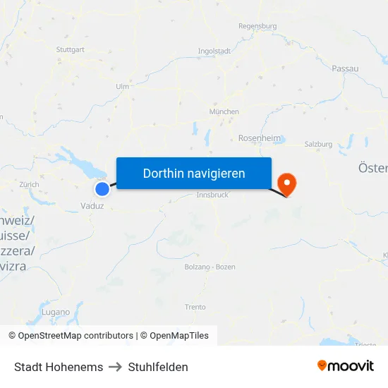Stadt Hohenems to Stuhlfelden map