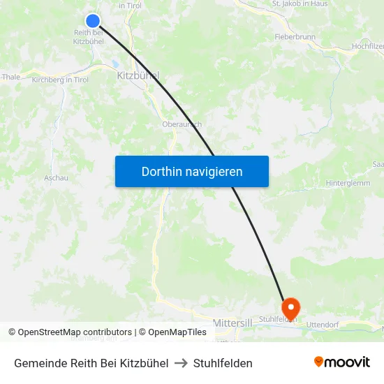 Gemeinde Reith Bei Kitzbühel to Stuhlfelden map