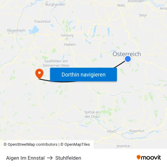 Aigen Im Ennstal to Stuhlfelden map